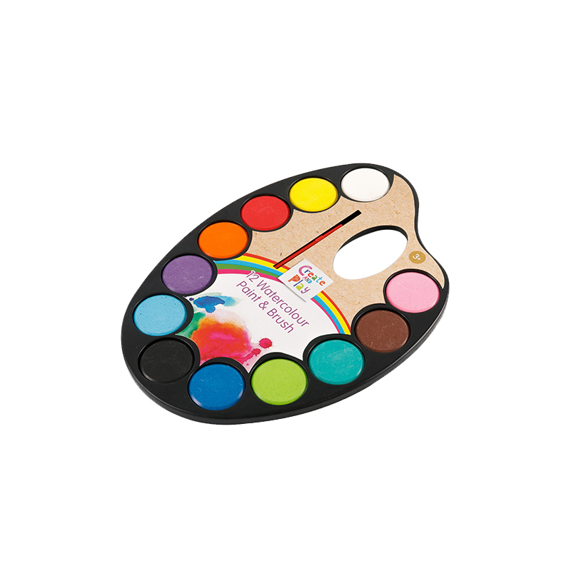 24-fargers Solid Watercolors Paint Cake for Studenter